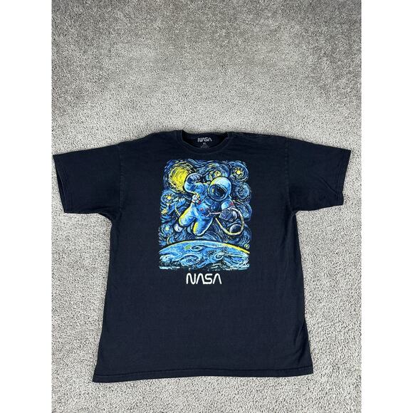 NASA Shirt Mens XL Black Starry Night Astronaut Space Graphic Tee T-Shirt - Picture 1 of 10